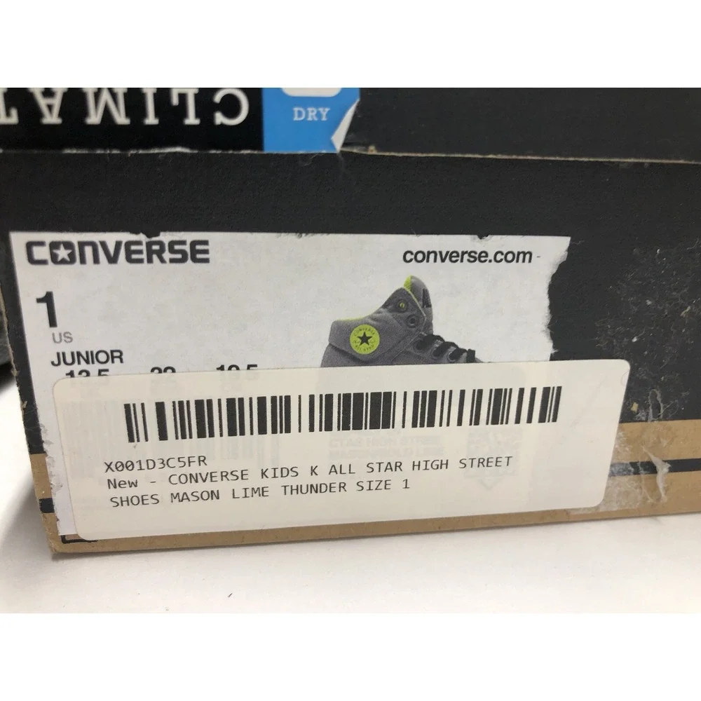 Converse‎ RARE Colorway High Top Boy's Sneakers Grey and Lime Green Mens Size 1